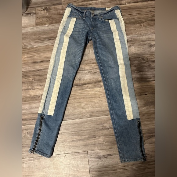 Rag & Bone Racer Relay Denim‎ Jeans Size 26 Blue White Stripes Skinny Low Rise - Picture 8 of 8
